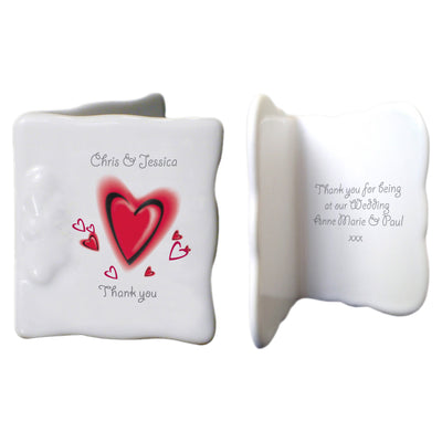 Red Hearts Bone China Message Card