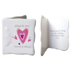 Pink Hearts Bone China Message Card