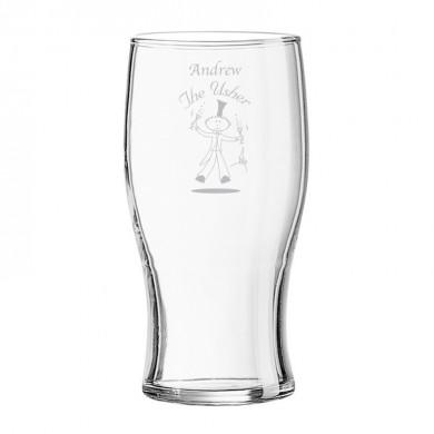 Etched Wedding Character Tulip Pint Glass