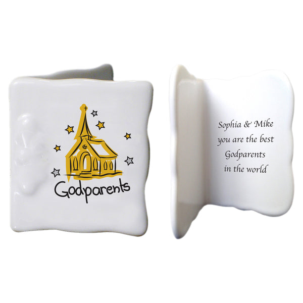 Church Godparents Bone China Message Card