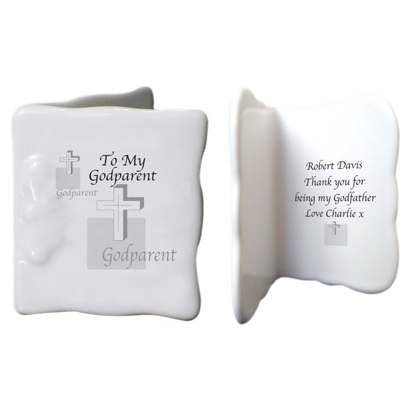 Godparent Cross Bone China Message Card