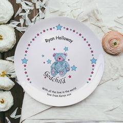 Teddy & Stars Blue Godchild 8" Plate