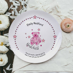 Teddy & Stars Pink Godchild 8" Plate