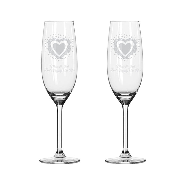 Vintage Heart Pair of Flutes