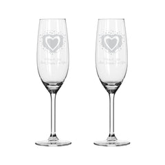 Vintage Heart Pair of Flutes