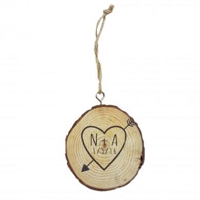 Sketch Heart Wooden Log Slice