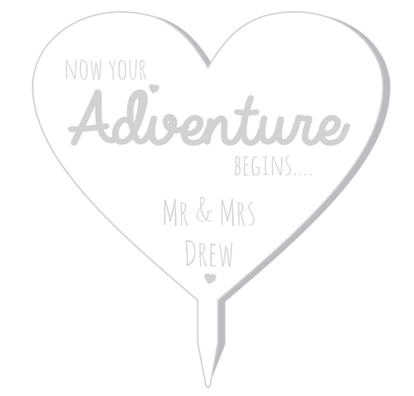 Adventure Heart Acrylic Cake Topper