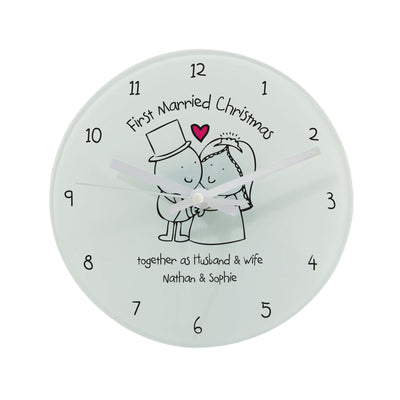 Chilli & Bubbles Married Christmas Round Clock