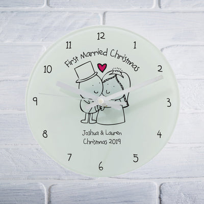 Chilli & Bubbles Married Christmas Round Clock