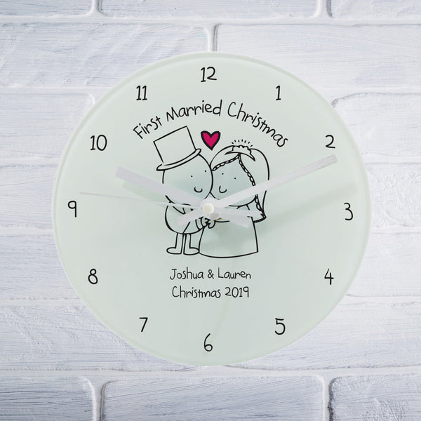 Chilli & Bubbles Married Christmas Round Clock