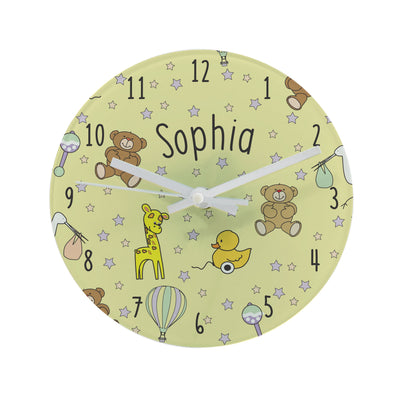 Nursery Scene Glass Round Clock