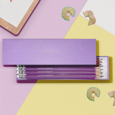 12 Purple Glitter Lead Pencils in a Purple Box