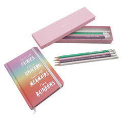 Rainbow Notebook & 8 Pencils in Box