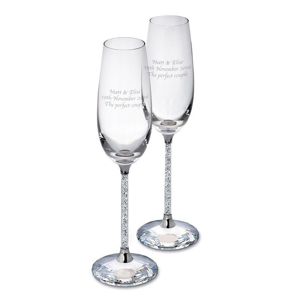 Diamante Stem Filled Champagne Flutes