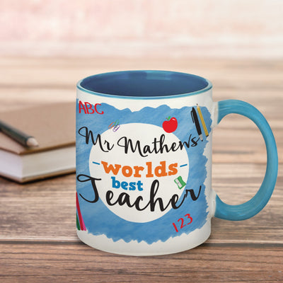 World's Best Teacher Blue Mug