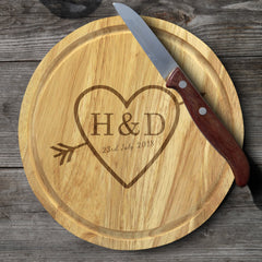 Sketch Heart Cheese Board & Knives