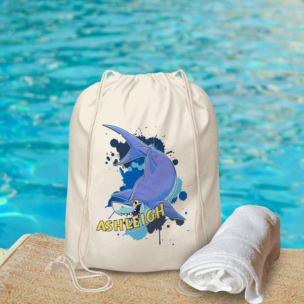 Underwater Adventure Shark Drawstring Bag