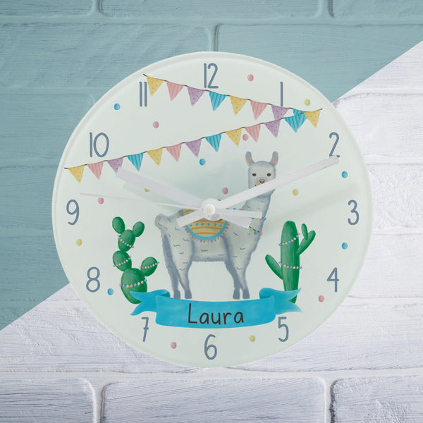 Llama Fiesta Glass Clock