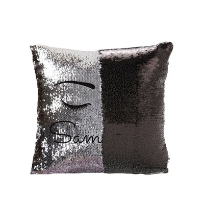 Eyelash Black Sequin Cushion