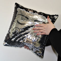 Eyelash Black Sequin Cushion