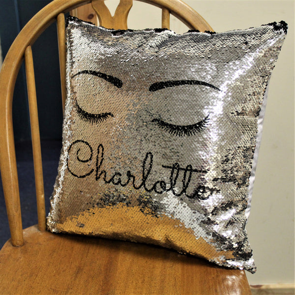 Eyelash Black Sequin Cushion