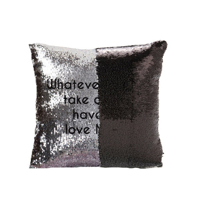 Secret Message Black Sequin Cushion