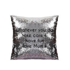 Secret Message Black Sequin Cushion