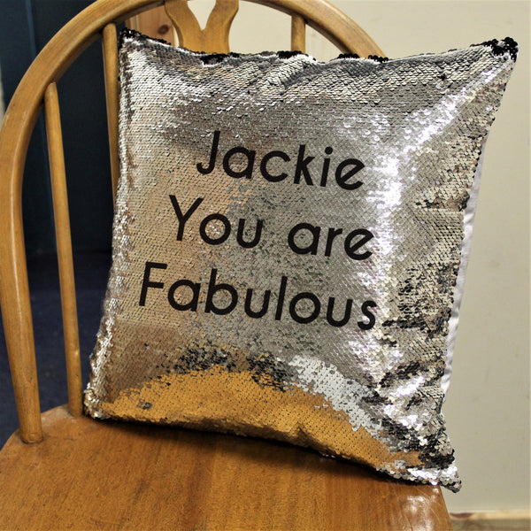 Secret Message Black Sequin Cushion