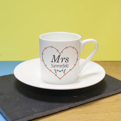 Mrs Heart Espresso Cup & Saucer