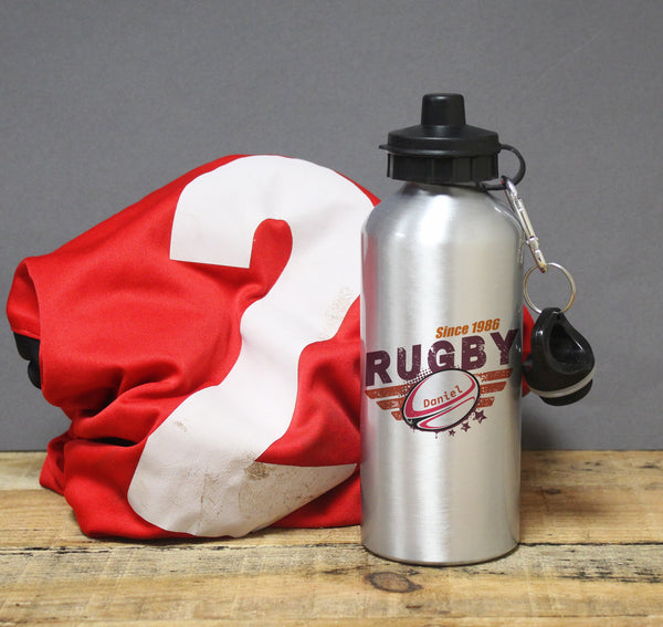 Maroon Rugby Silver Drinks Bottle