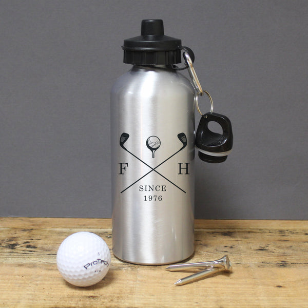 Golf Clubs Silver Drinks Bottle