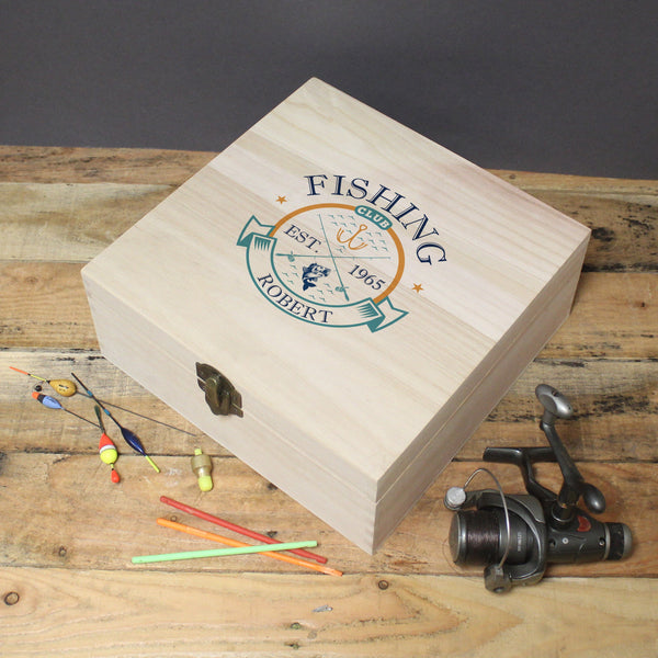 Fishing Club Wooden Storage Box