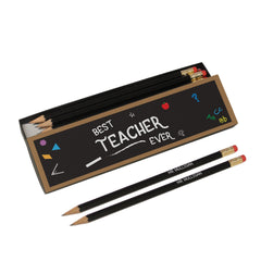 Best Teacher Chalkboard Black Pencils in Box