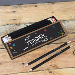 Best Teacher Chalkboard Black Pencils in Box