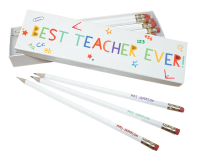 Best Teacher Ever White Pencils in Box