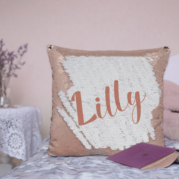 Rose Gold Secret Message Sequin Cushion