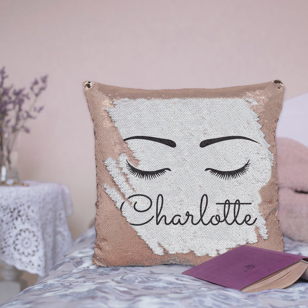 Rose Gold Eyelash Sequin Cushion