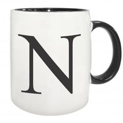 Black Monogram Initial Mug with Black inside