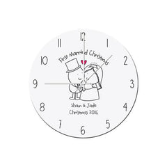 Chilli & Bubbles Married Christmas Round Clock