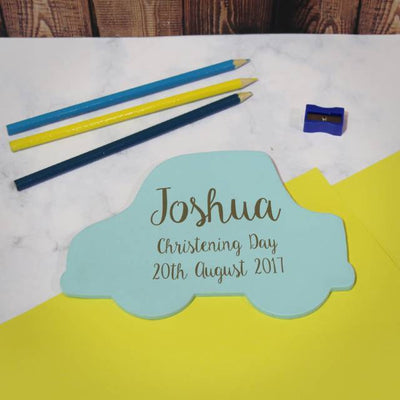 Christening Day Blue Car Door Sign