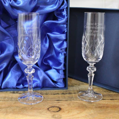 Crystal Champagne Flutes In Presentation Box