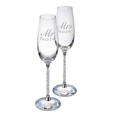 Diamante Stem Filled Champagne Flutes