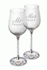 Diamante Stem Filled Wine Glasses