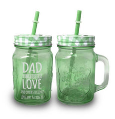 First Love Green Coloured Mason Jar