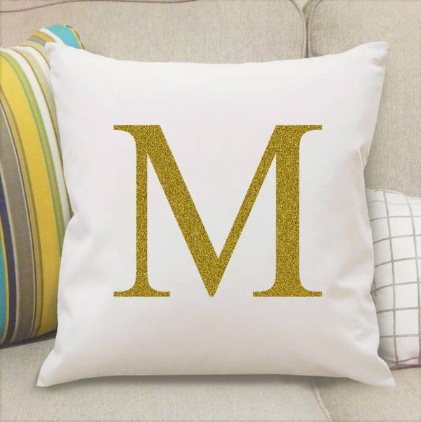 Gold Monogram Initial Cushion