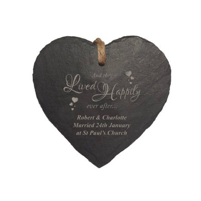 Happily Ever After Heart Slate Hanging Sign