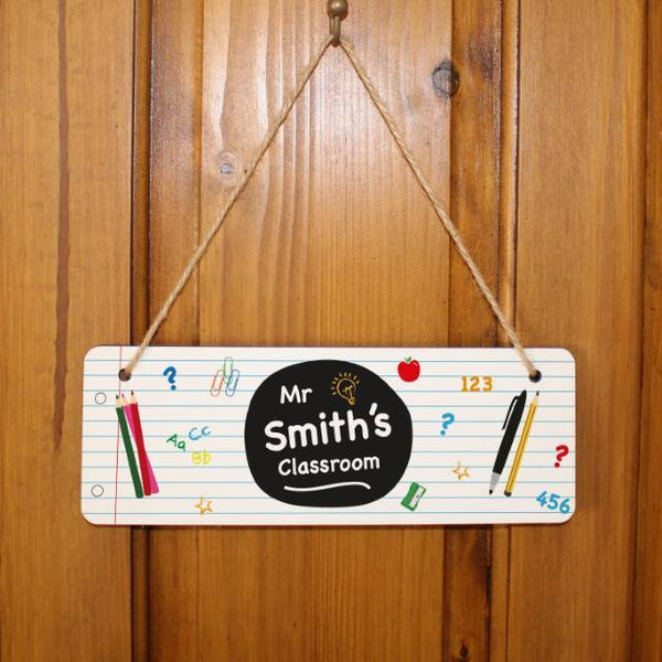 Lined Paper Teacher Hanging Sign