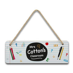 Lined Paper Teacher Hanging Sign