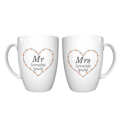 Mr & Mrs Heart Conical Mug Set