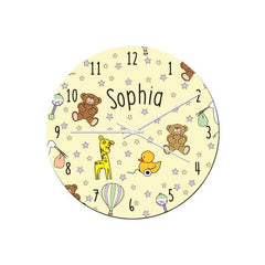 Nursery Scene Glass Round Clock